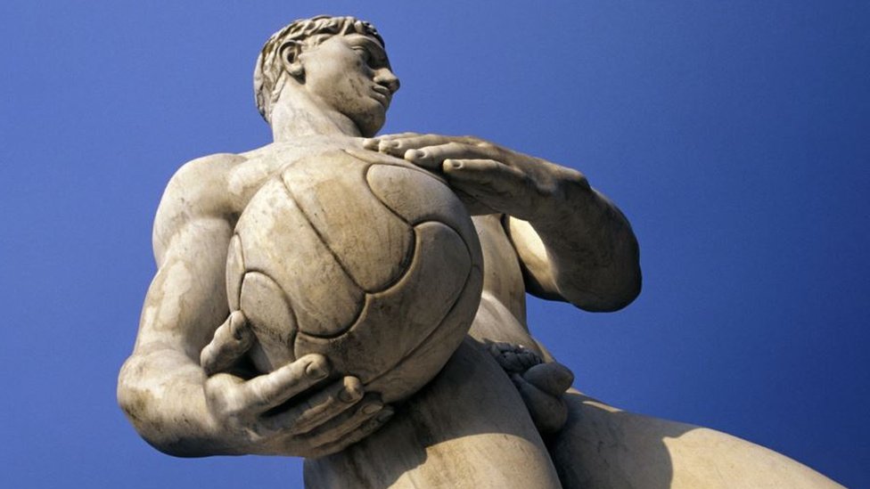 Football Player Statue in Rome, Italy