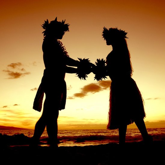 Hawaiian couple at sunset