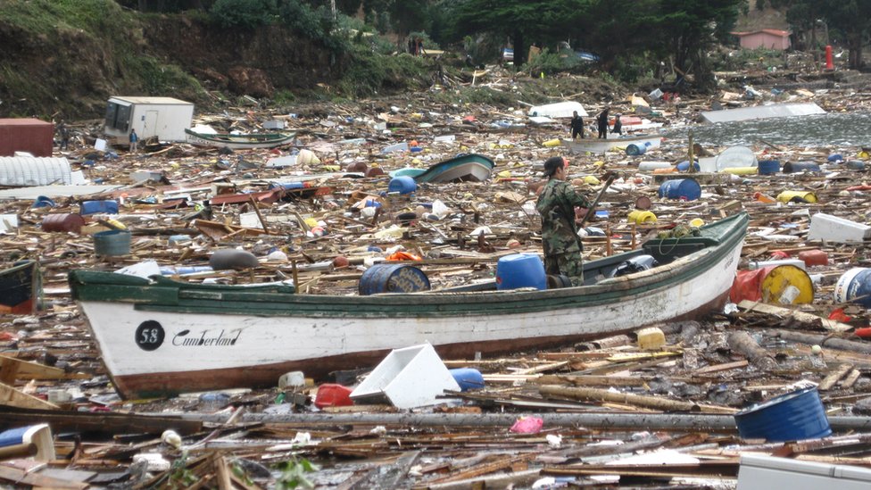 Isla Juan Fernández tras el tsunami.
