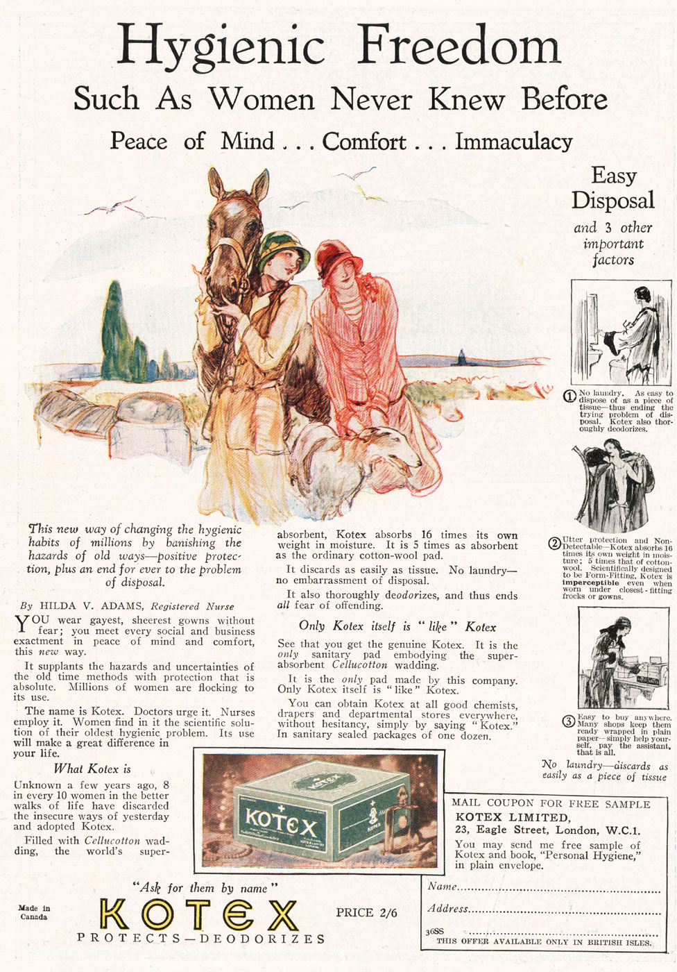 Реклама Kotex 1928 года