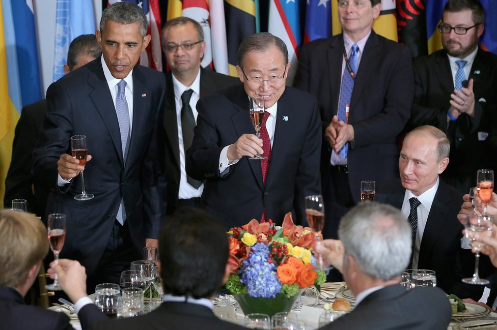 Президент США Барак Обама и президент России Владимир Путин в ООН, 28 сен 15