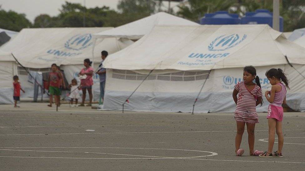 Campo de refugiados en Ecuador.