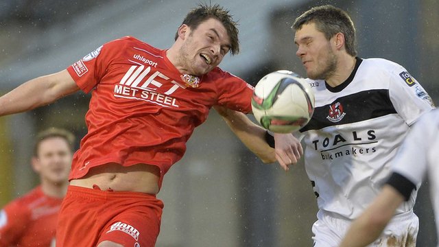 Action from Portadown against Crusaders
