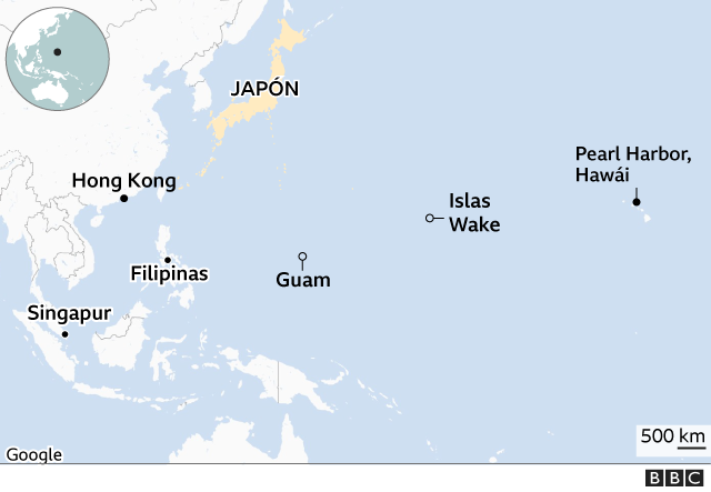 Places attacked by Japan on December 7, 1941.