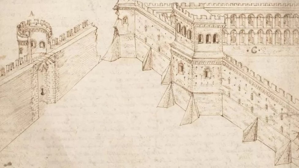As fortificações de uma cidade segundo o primeiro livro de Vitrúvio, em desenho do século 16