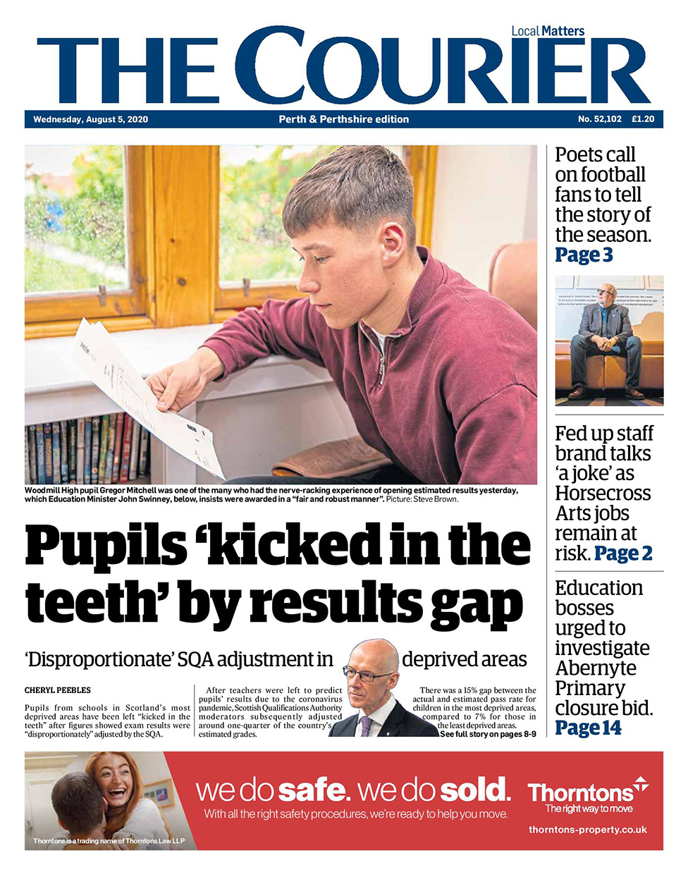 Scotland's papers 'Backlash' over exam results and city bars close