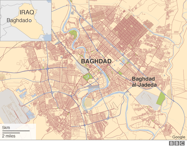 Карта Багдада с указанием местонахождения Багдад аль-Джадеда