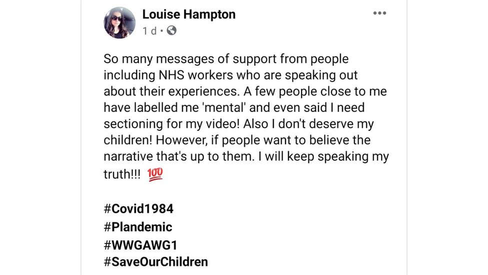 Скриншот сообщения Луизы Хэмптон на Facebook