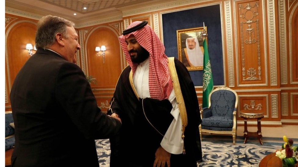 Menlu AS Mike Pompeo menemui putera mahkota Pangeran Muhammad di Riyadh, Selasa (17/10).