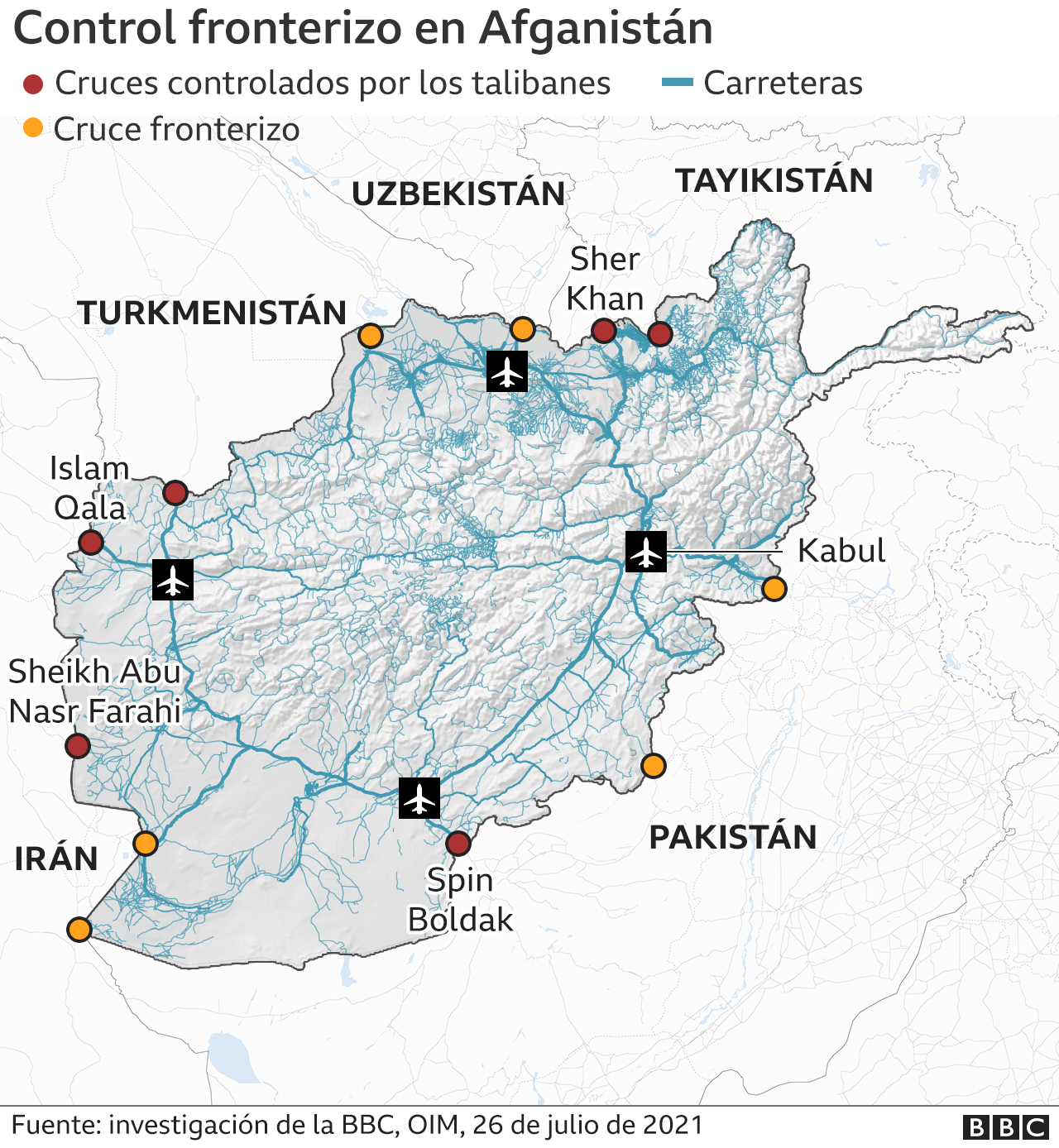 Mapa del control talibán