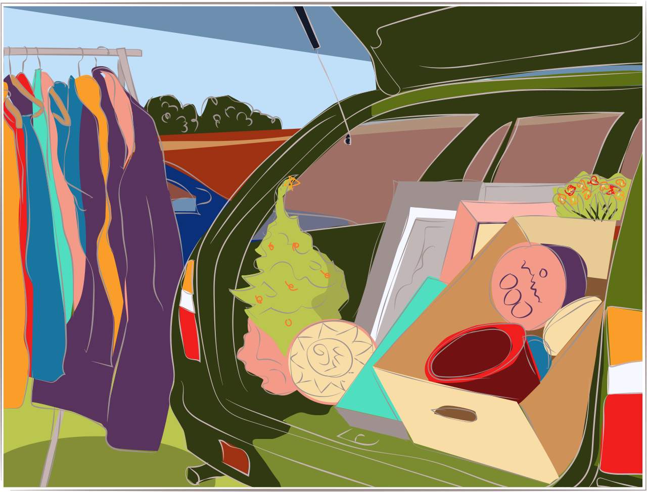 Иллюстрация продажи багажника автомобиля