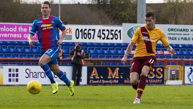 Marvin Johnson scores for Motherwell against Inverness Caledonian Thistle
