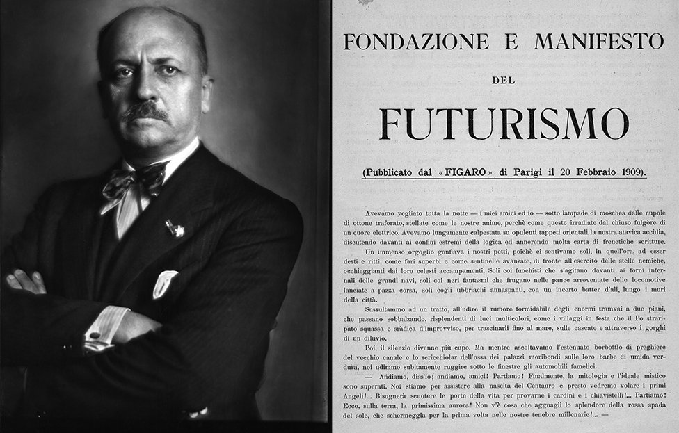 Хотя футуристический манифест Филиппо Томмазо Маринетти также был опубликован в 1909 году, он прославлял машины - в отличие от Форстера