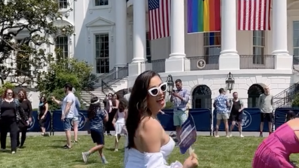 Biden's biggest boob yet: Transgender model bares her BREASTS on White  House South Lawn