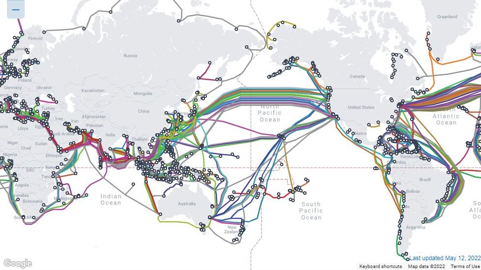 denizaltındaki kabloların haritası