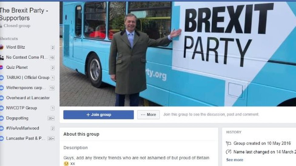 Скриншот группы «Партия Brexit - Сторонники»