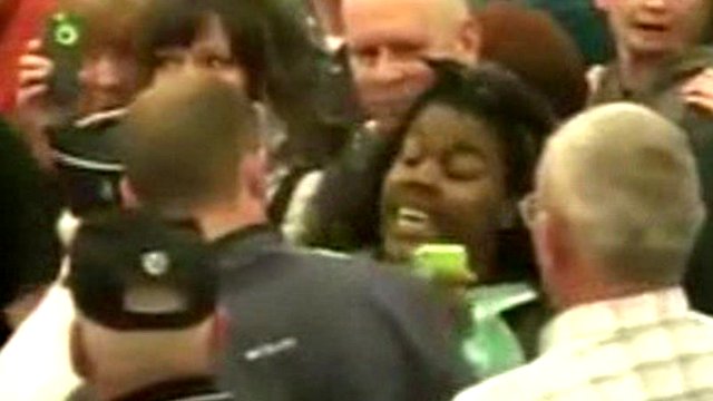 African American Woman Shoved At Donald Trump Rally Bbc News 