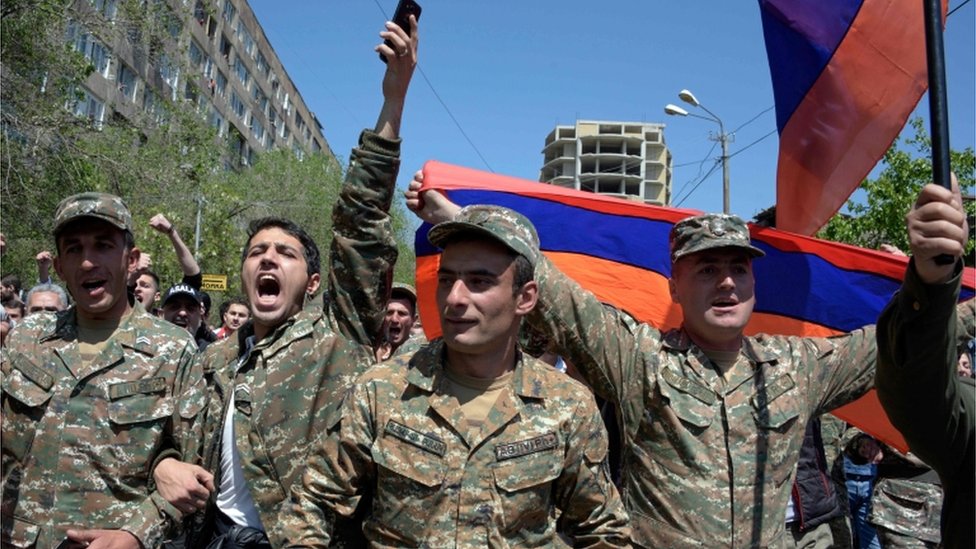 armenia protests soldiers join demonstrators as unrest continues bbc news bbc com