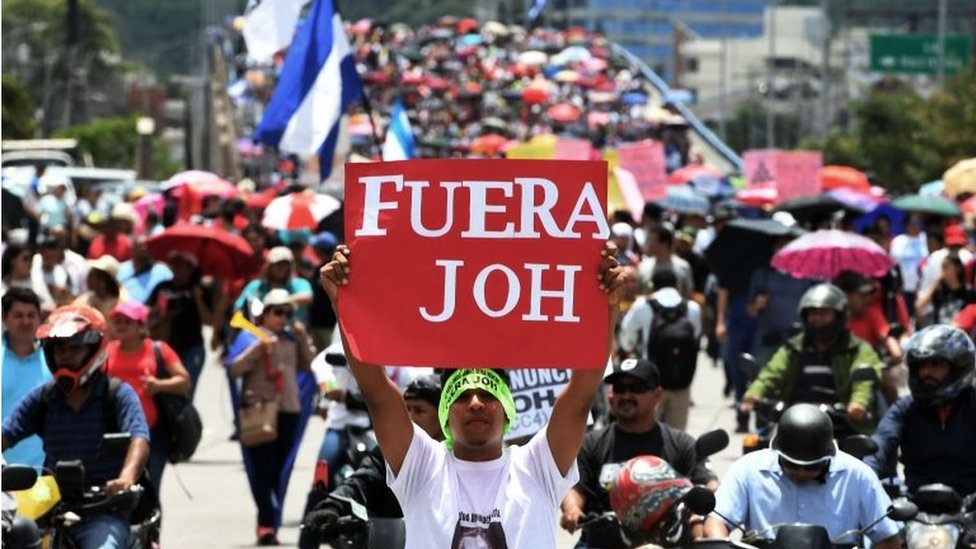 Una protesta contra el presidente de Honduras