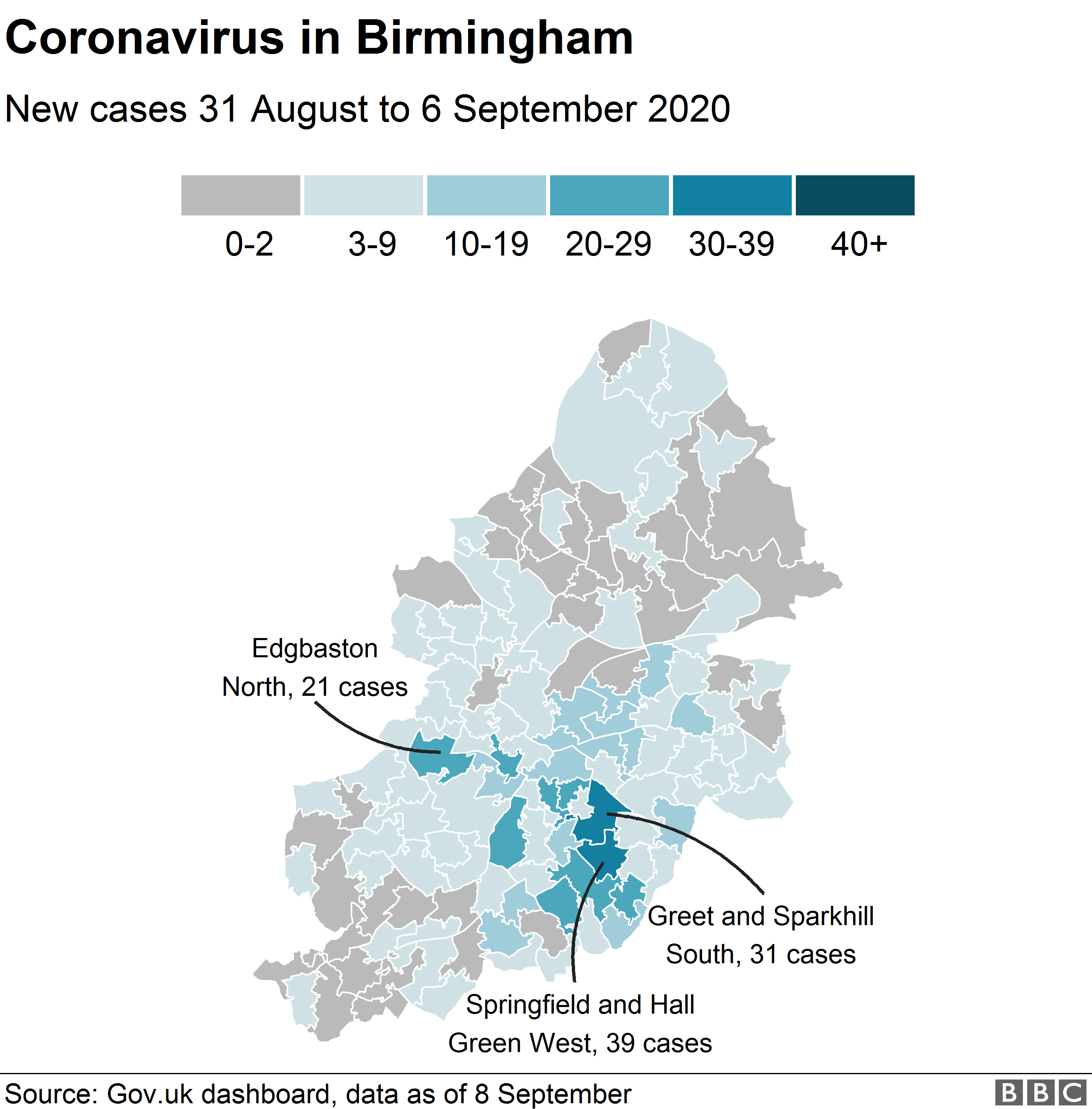 Map of coronavirus in Birmingham