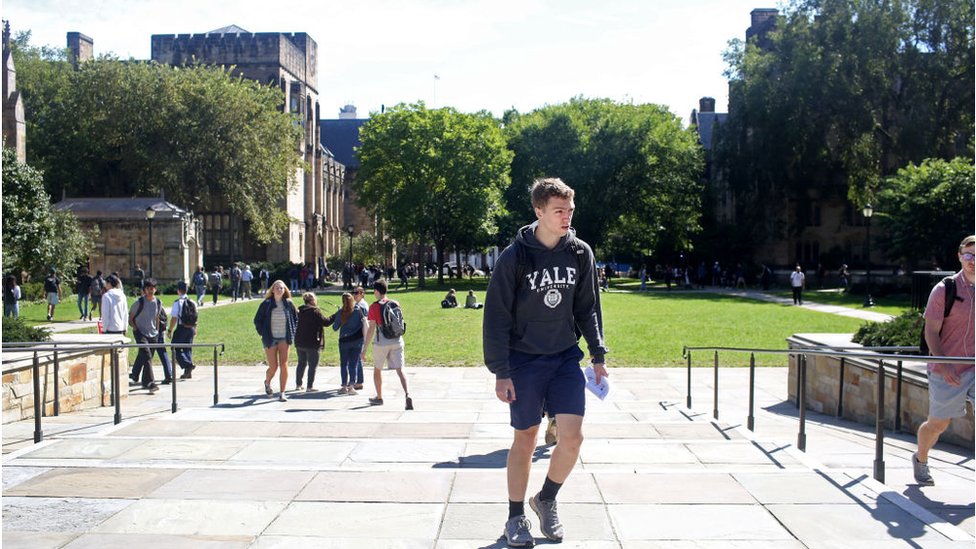 Students on Yale campus