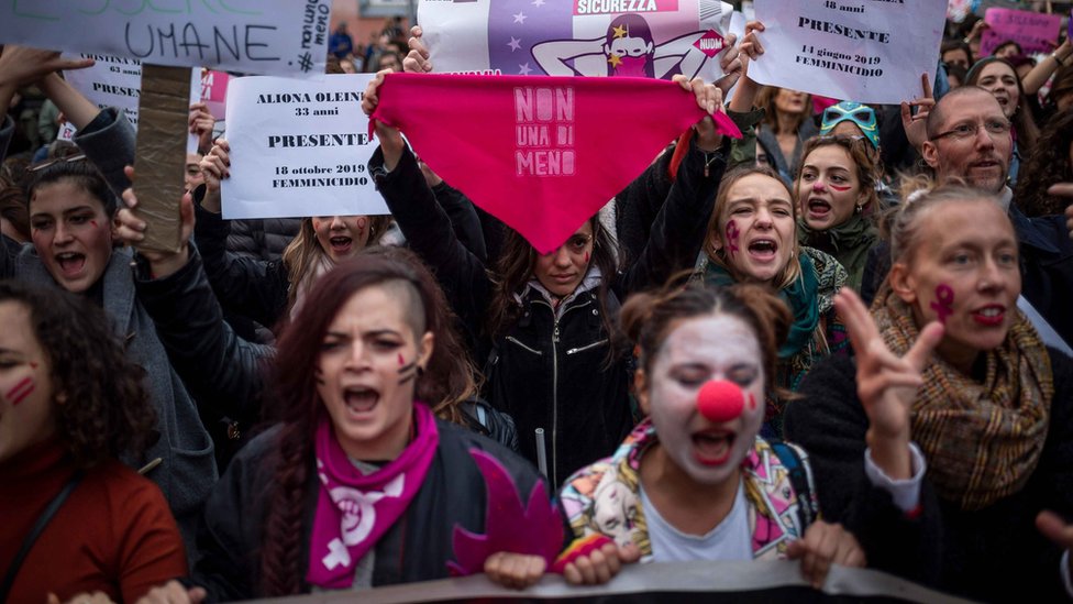 Movimiento "No una menos" en Italia.