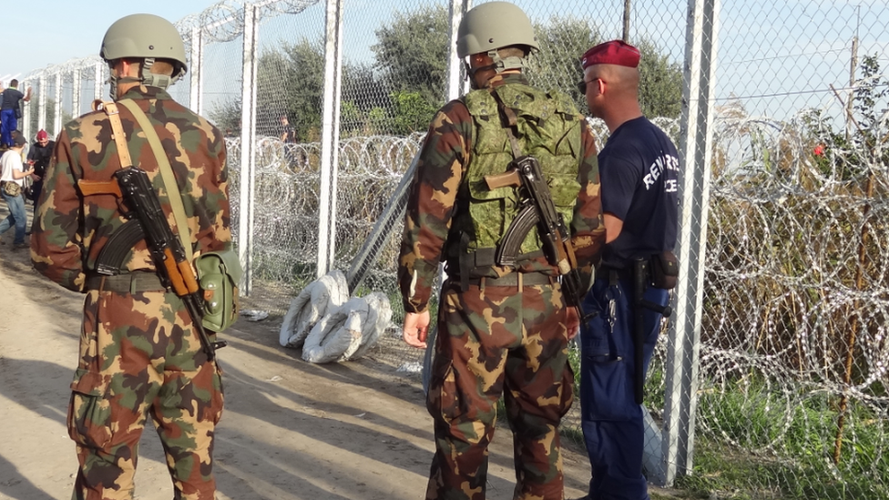 Венгерская армия и полиция на границе с Сербией
