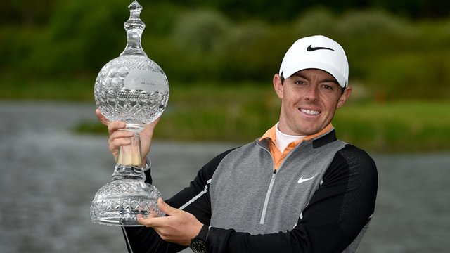 Rory McIlroy celebrates his Irish Open success