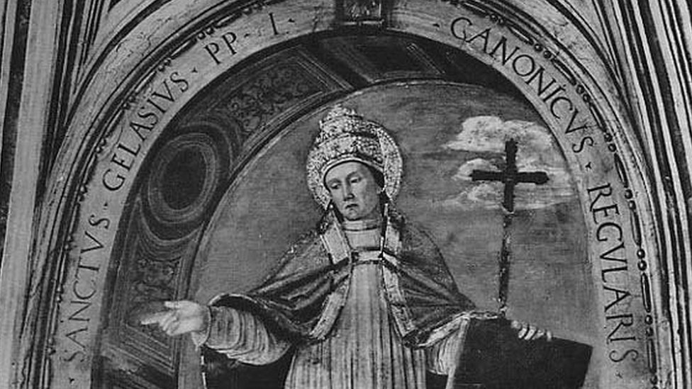 Papa Gelásio em ilustração de domínio público, de autoria desconhecida