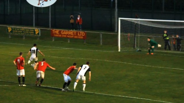 Brora Rangers' Steven MacKay misses a penalty in his side's Scottish Highland Football League match against Deveronvale