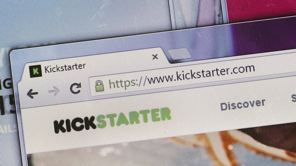 Kickstarter на открытой вкладке компьютера