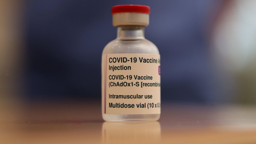 A vial of the AstraZenaca covid-19 vaccine