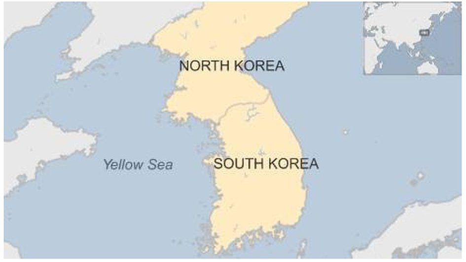North And South Korea On Map South Korea 'Fires Shots At North Korean Boat' - Bbc News