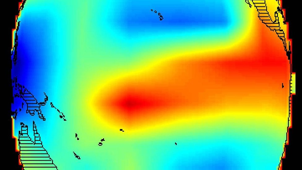 Esta imagen de la NASA muestra la humedad moviéndose hacia México, un efecto de varios huracanes generados por El Niño en octubre de 1997.