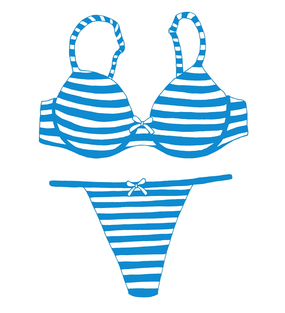 Un bikini con rayas azules