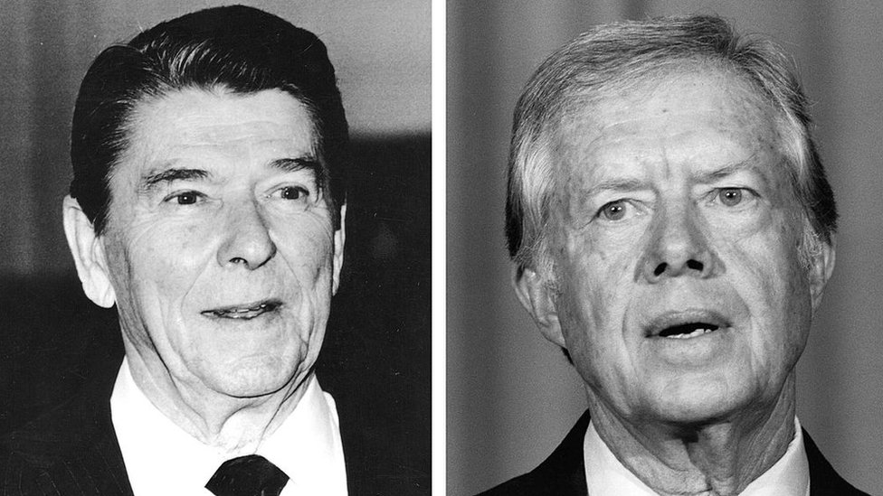 Ronald Reagan y Jimmy Carter