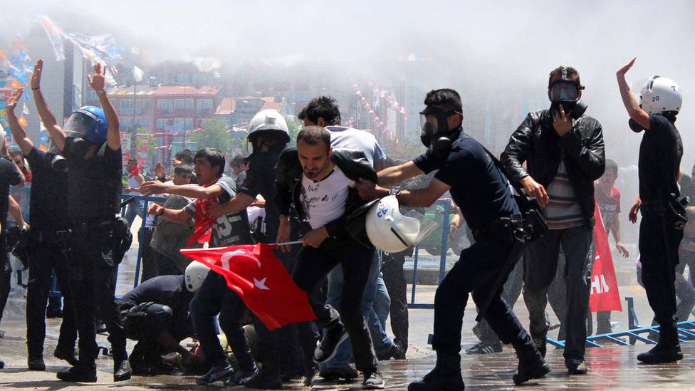 Столкновения людей с турецким ОМОНом в Эрзуруме, июнь 2015 г.