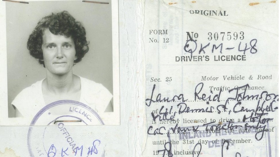 Scanned Guyana driving licence of Laura