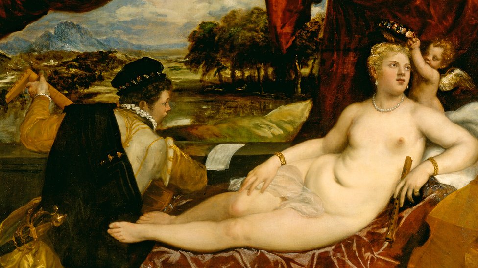 Венера и Амур с лютнистом Тицианом