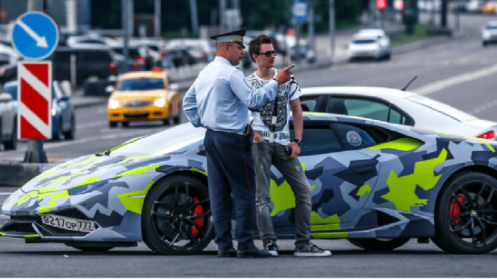 Maksim Yakubets with his custom Lamborghini