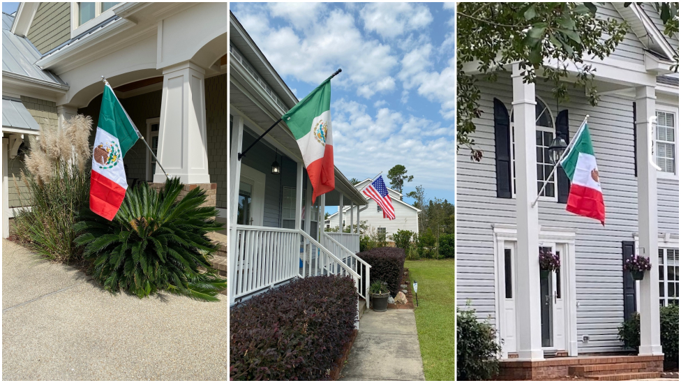 Casas de Wilmington con banderas mexicanas