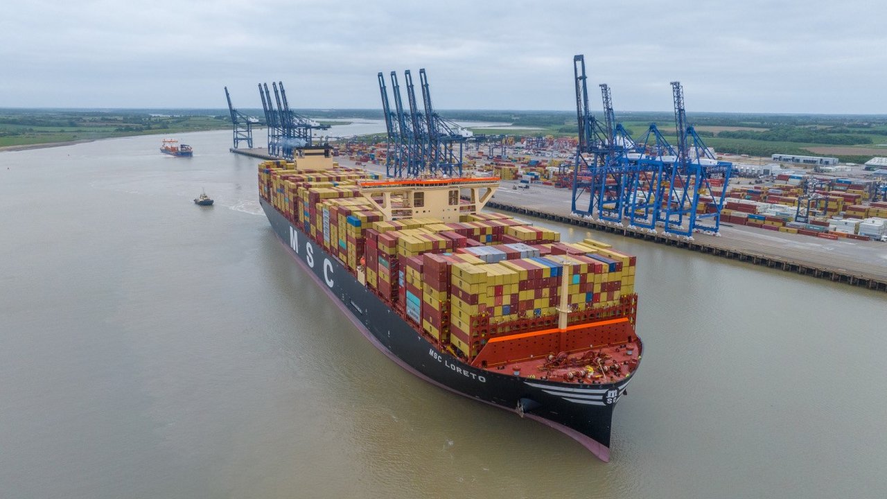 World's largest container ship leaves Felixstowe after first UK visit