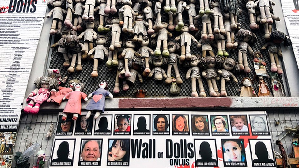 Wall of dolls en Milán.
