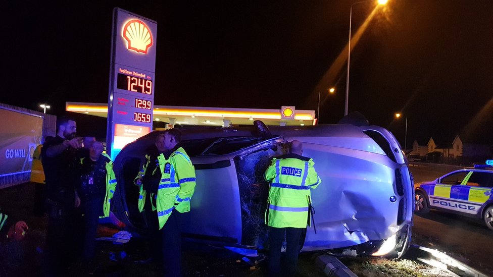 Arrests After Buckden Car Crash At Shell Garage BBC News