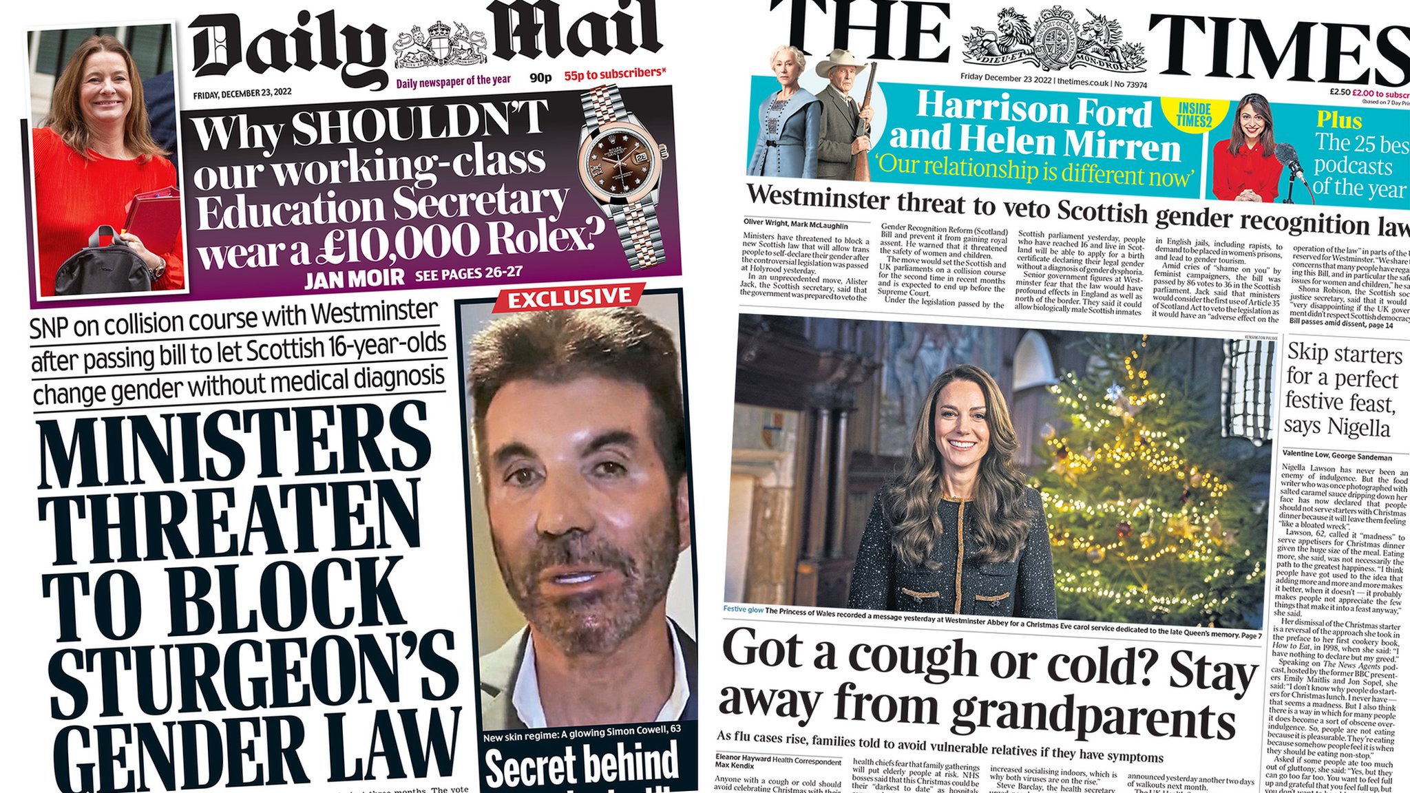 Newspaper Headlines Threat To Gender Law And Stay Away With Flu From Granny c News