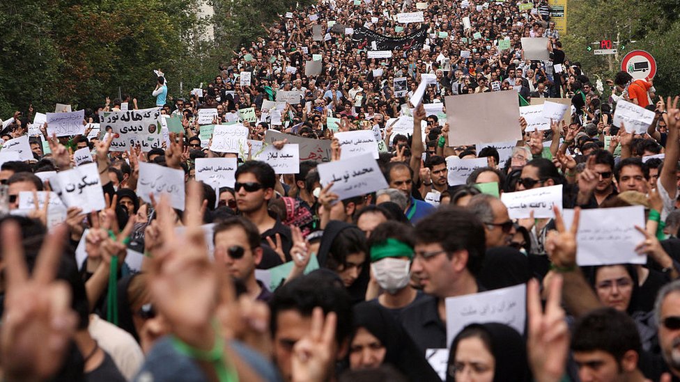 Protestas en Teherán en 2009.