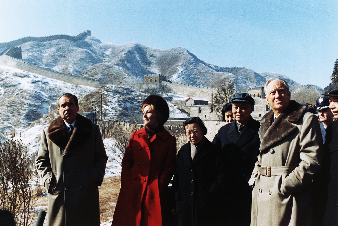 1972年，尼克松對中國進行了歷史性的訪問，到訪長城等地。