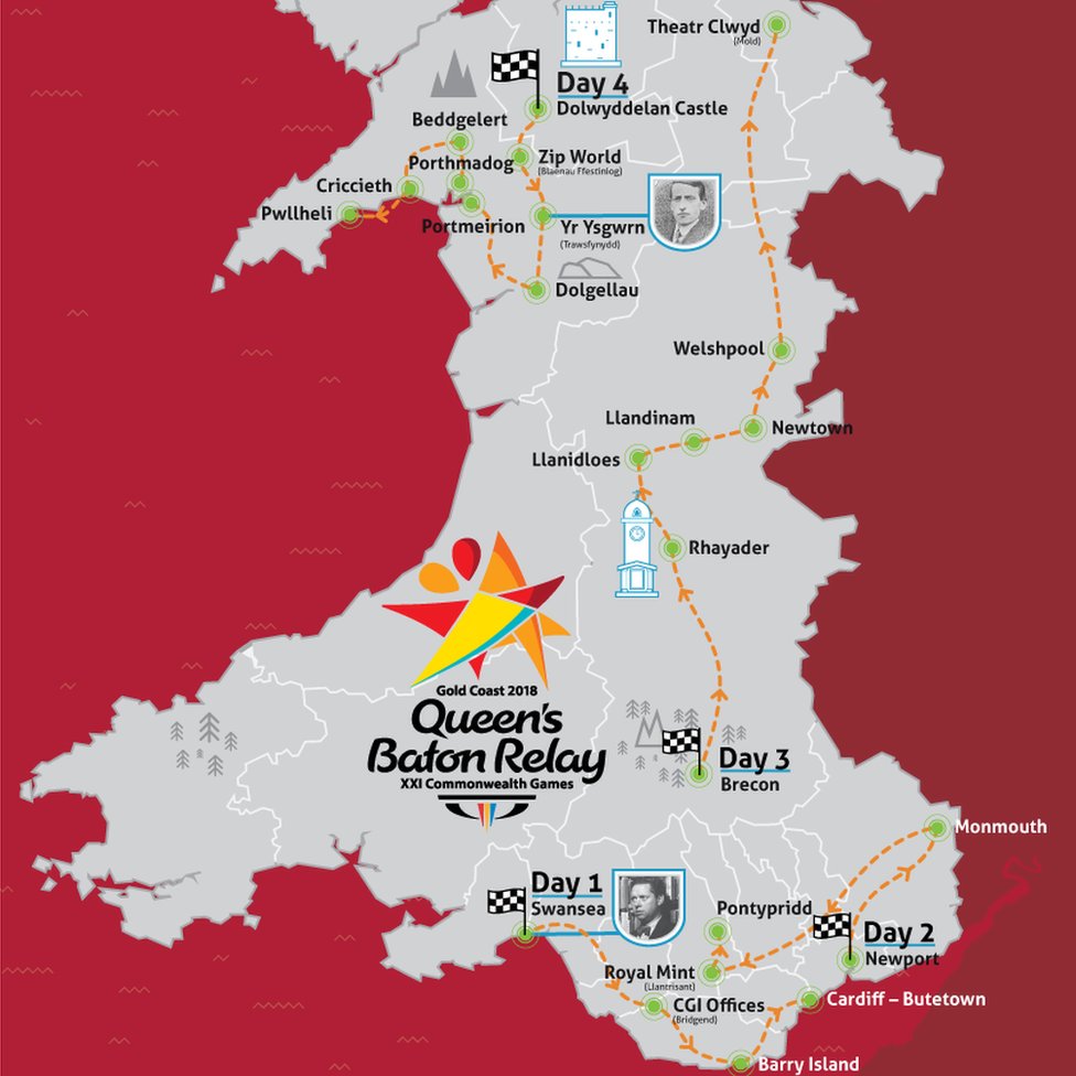 Commonwealth Games Queen's Baton Relay Welsh route revealed BBC News