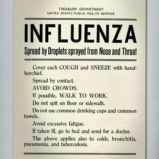 Recomendaciones de las autoridades sanitarias estadounidenses durante la pandemia de gripe de 1918.