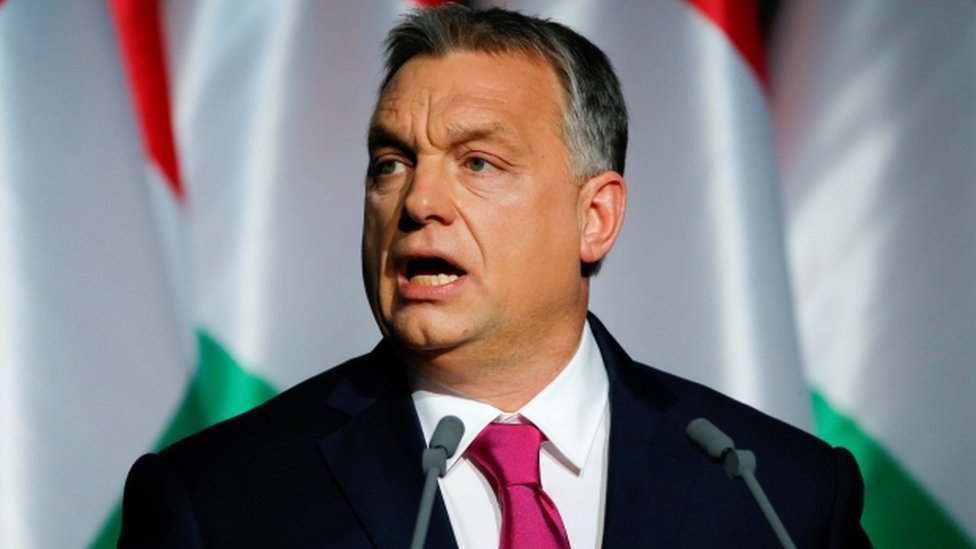 Премьер-министр Венгрии Виктор Орбан выступает во время своего обращения к нации в Будапеште, Венгрия, 10 февраля 2017 года.